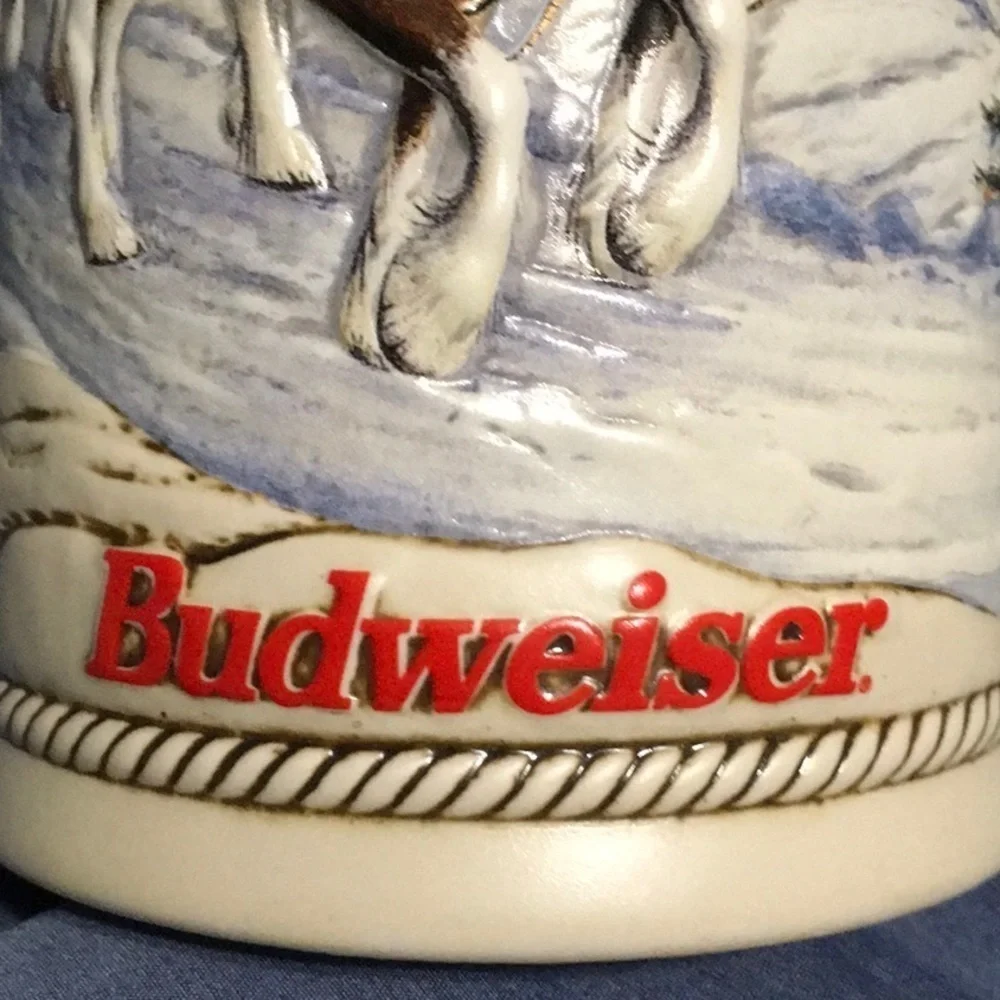 Vintage 1996 Anheuser Busch Budweiser Holiday Beer Stein Mug American Home